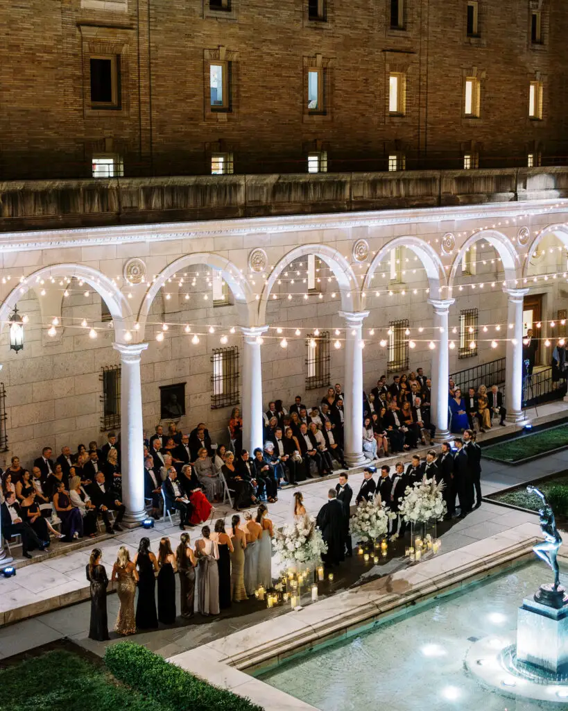 Overhead photography of wedding ceremony at Boston Public Library